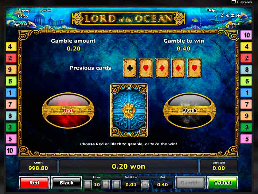 Риск игра на удвоение выигрыша в слот машине Лорд Океана